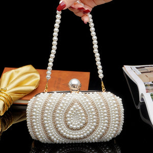 Pearl Embroidery Evening Party Clutch Bag