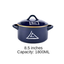 Load image into Gallery viewer, Ceramic Casserole Japanese Blue White Porcelain Round 1/1.8L
