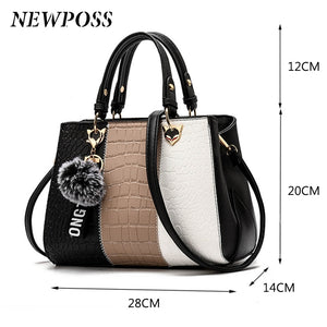 Handbags Leather Stitching Wild Bags for Women