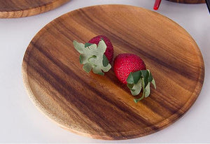 Wood Color Round Square Plate