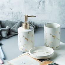 Load image into Gallery viewer, Nordic Matte Gold Ceramics Bathroom Accessories Set
