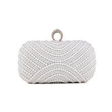 Load image into Gallery viewer, Beaded women evening bags, diamonds shell lady purse, clutches party dinner wedding bridal hollow pearl handbags purse
