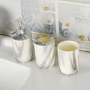 3pcs Plastic Marbled Bathroom Accessories Sets
