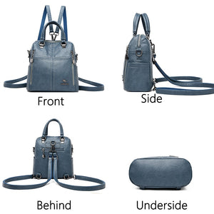 High Quality Leather Backpack Women Shoulder Bags Multifunction Travel Backpack