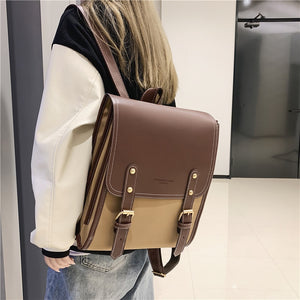 Retro Pu Leather Backpack for Teenagers Girls