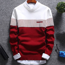Load image into Gallery viewer, Top Blouse Men Patchwork O Neck Long Sleeve Knitted Sweater for Winter
