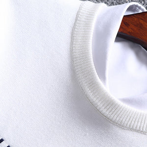 Top Blouse Men Patchwork O Neck Long Sleeve Knitted Sweater for Winter
