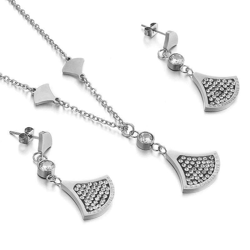 Stainless Steel Chains Necklace Earrings Sets