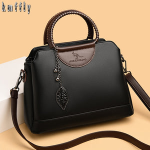 3 Layers Large Capacity Woman Handbag High Quality Leather