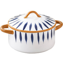 Load image into Gallery viewer, Ceramic Casserole Japanese Blue White Porcelain Round 1/1.8L
