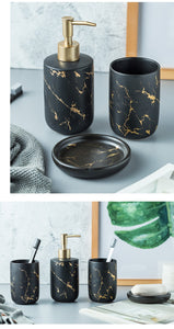 Nordic Matte Gold Ceramics Bathroom Accessories Set