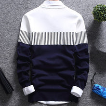 Load image into Gallery viewer, Top Blouse Men Patchwork O Neck Long Sleeve Knitted Sweater for Winter
