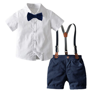 Boy Bow Gentleman Clothes White Shirt + Nary Shorts