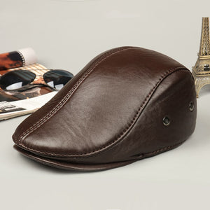 Leather Ear Protection Beret , outdoor Hat