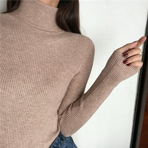 Knitted Women high neck Sweater Pullovers for  Winter