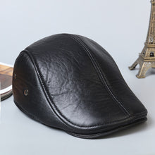 Load image into Gallery viewer, Leather Ear Protection Beret, Sheepskin Outdoor Forward Cotton Hat
