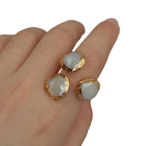 Natural Cultured White Pearl Ring For Women