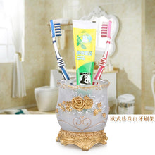 Load image into Gallery viewer, European Resin Household Bathroom Set Soap Dispenser Tooth Brush Holder Cup Soap Dish Tray Toilet Brush Wastebin Storage Set
