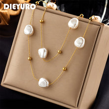 Load image into Gallery viewer, Stainless Steel  Large Pearl Pendant Necklace For Women
