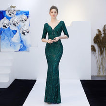 Load image into Gallery viewer, Elegant Long Evening Green Dress
