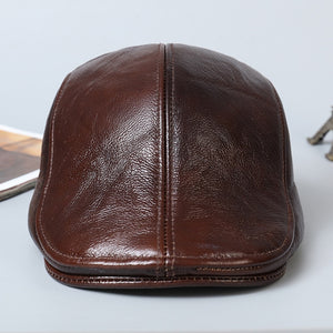 Leather Ear Protection Beret, Sheepskin Outdoor Forward Cotton Hat