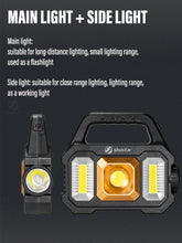 Load image into Gallery viewer, Multi-functional Rechargeable LED Flashlight Work Light Portable Carry Light Solar Charging Support 6 Lighting Modes
