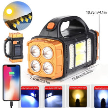 Load image into Gallery viewer, 1pc Multifunctional Solar LED+COB Light With Handle; USB Charging Waterproof For Outdoor Camping Safety Emergency At Night
