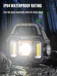 Multi-functional Rechargeable LED Flashlight Work Light Portable Carry Light Solar Charging Support 6 Lighting Modes